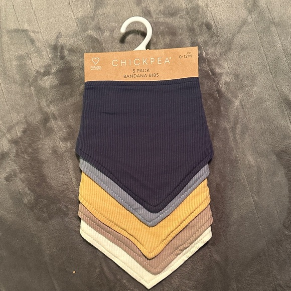 Chick Pea Bandana Bibs - Navy, Gray, Yellow, Brown, Cream - Picture 1 of 6